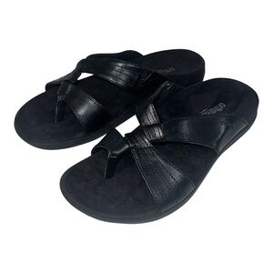 Orthaheel Penny Black Leather Orthotic Thong Flip Flop Sandal Comfort Size 7